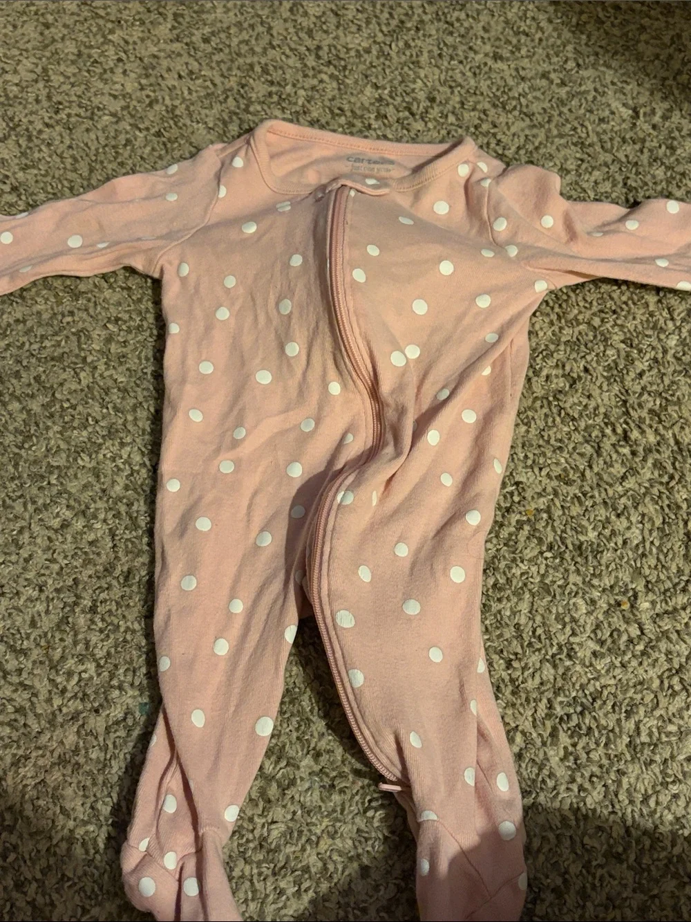 Carter's Pink and White Polka Dot Footed One-Piece